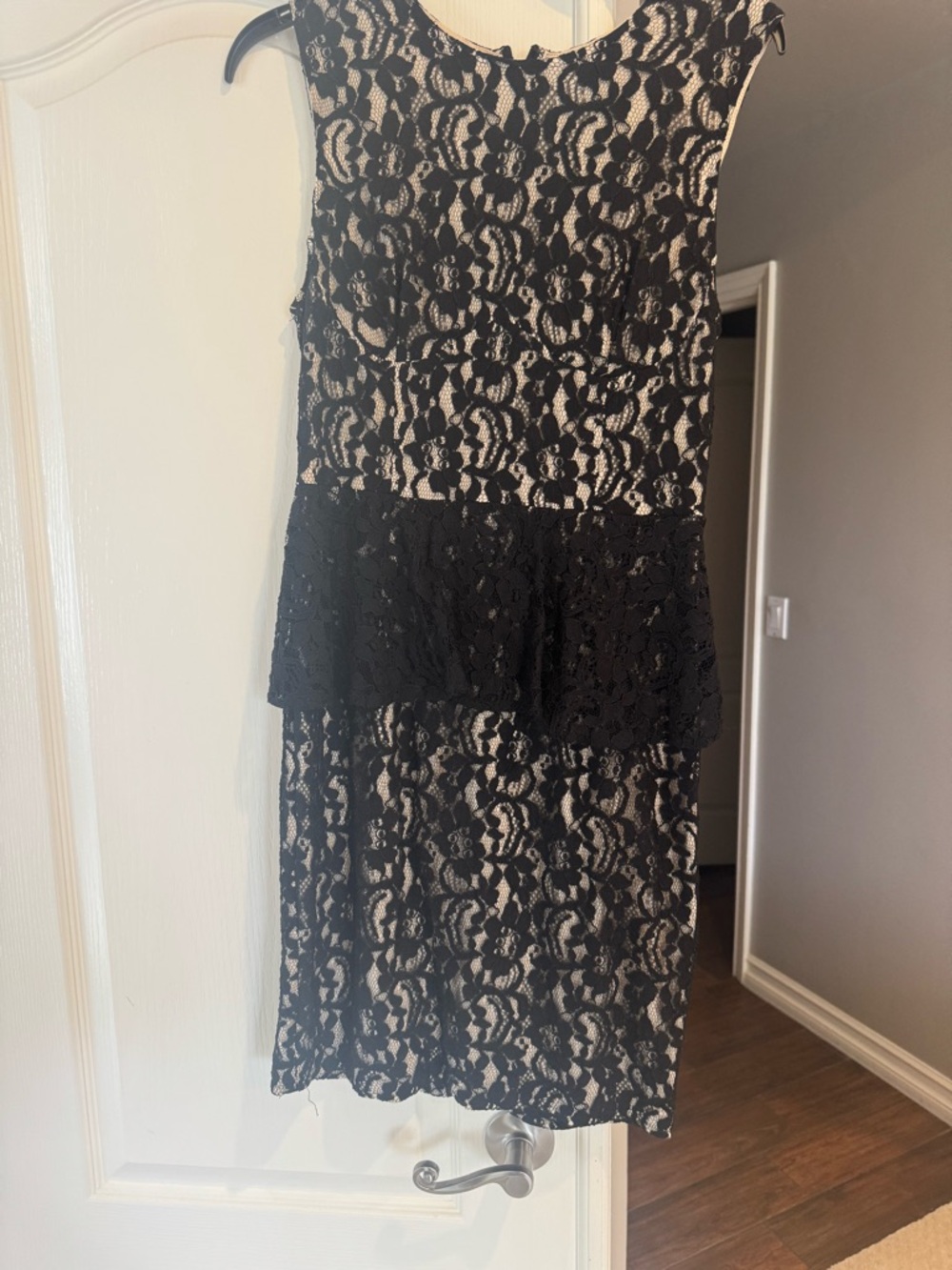 bebe Black Lace Dress with Nude Lining